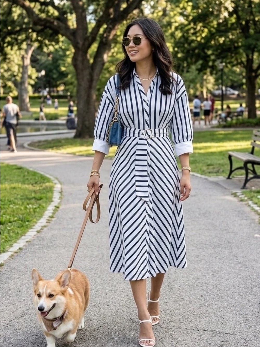 ZARA BELTED STRIPED MIDI DRESS - Picture 7 of 16